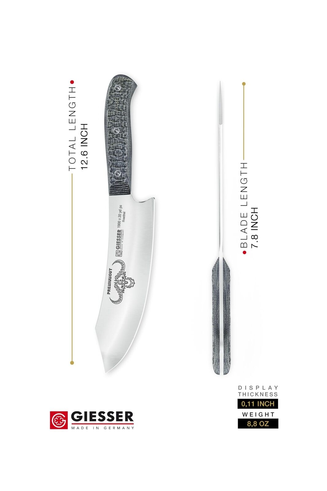 Giesser since 1776, PremiumCut, The Wolfpack, German Chefs Knife 8 inch - Roc...