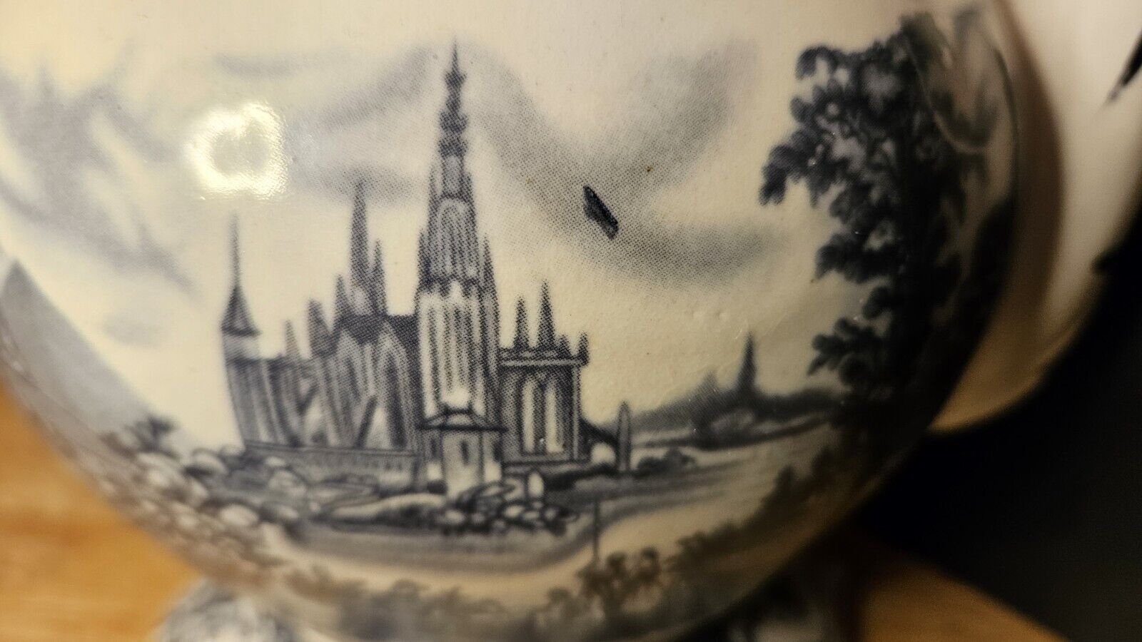 1900s Transferware Staffordshire Teapot W Airplane 