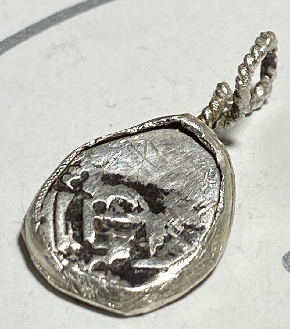 Authentic Spanish-Colonial 1/2-Real Silver Shipwreck Cob Coin in Custom Bezel