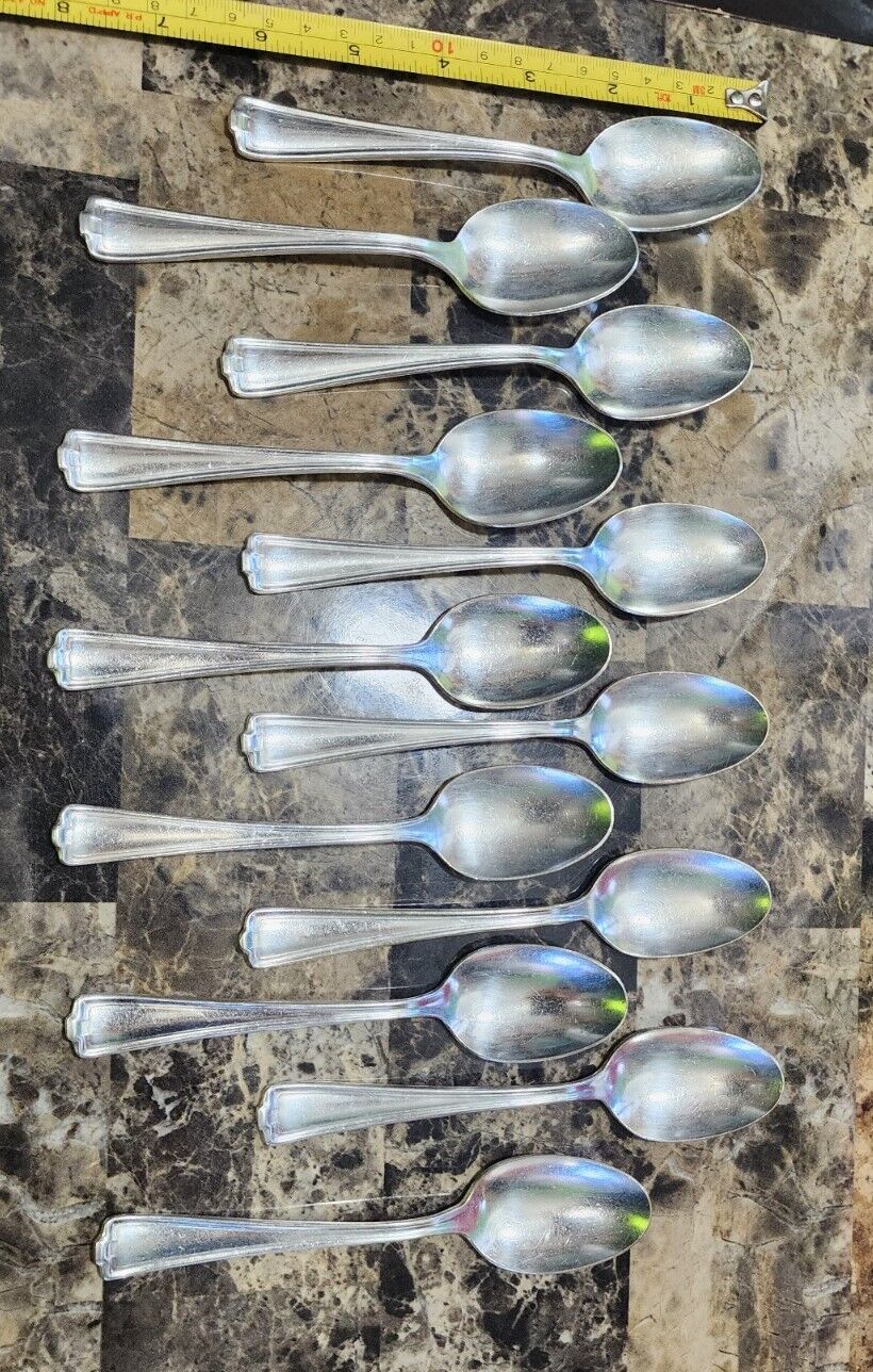 ✅ SET OF 12 ANTIQUE c1912 CROMWELL SILVERPLATED TEASPOONS/TEA SPOONS 🍵