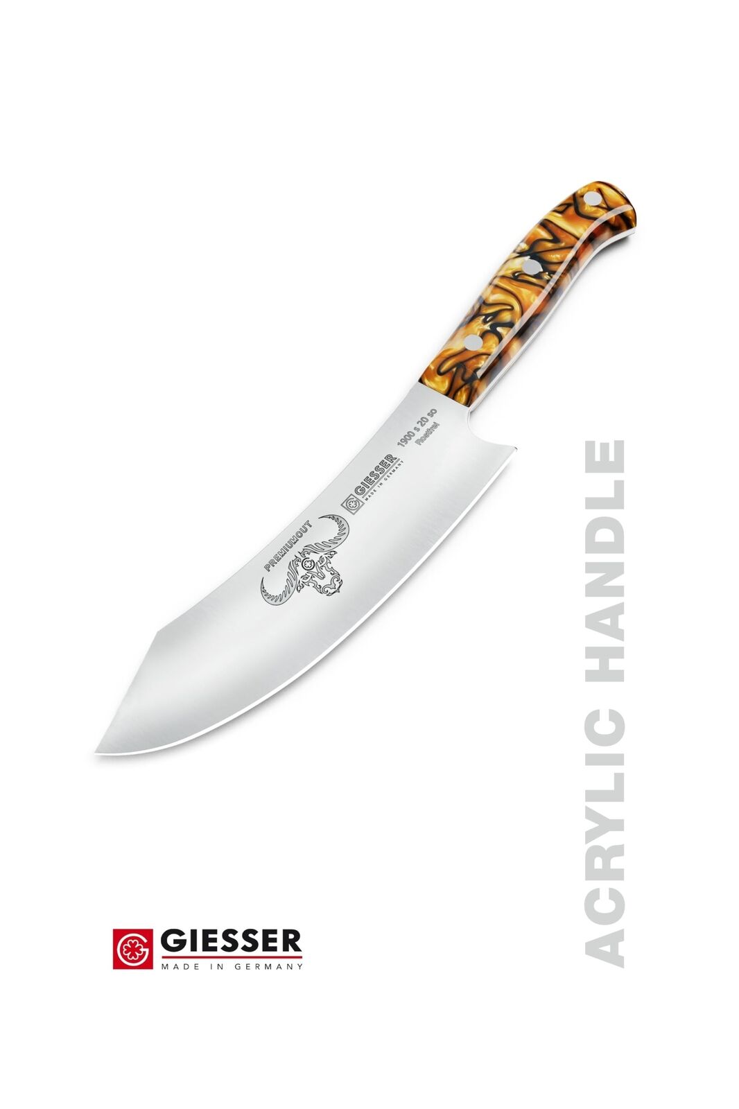Giesser since 1776, Made in Germany, Cleaver Chefs Knife 8 inch - Santoku Roc...