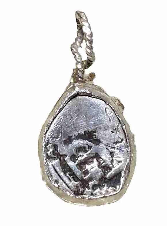 Authentic Spanish-Colonial 1/2-Real Silver Shipwreck Cob Coin in Custom Bezel