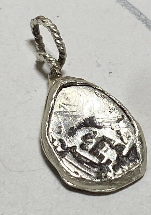 Authentic Spanish-Colonial 1/2-Real Silver Shipwreck Cob Coin in Custom Bezel