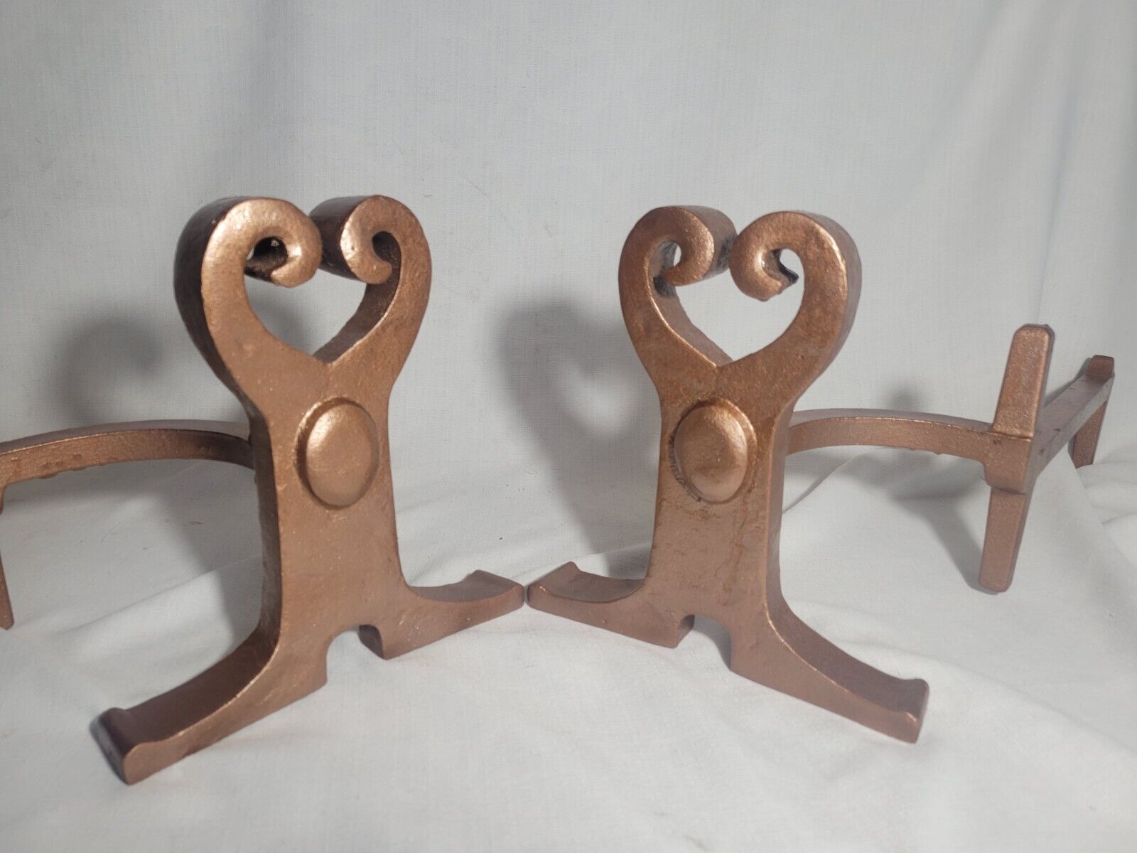 Vintage Cutter MFG Pair of Andirons Arts/Deco Cast Iron 