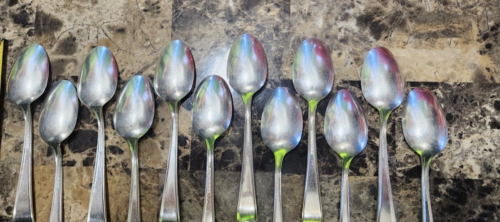 ✅ SET OF 12 ANTIQUE c1912 CROMWELL SILVERPLATED TEASPOONS/TEA SPOONS 🍵