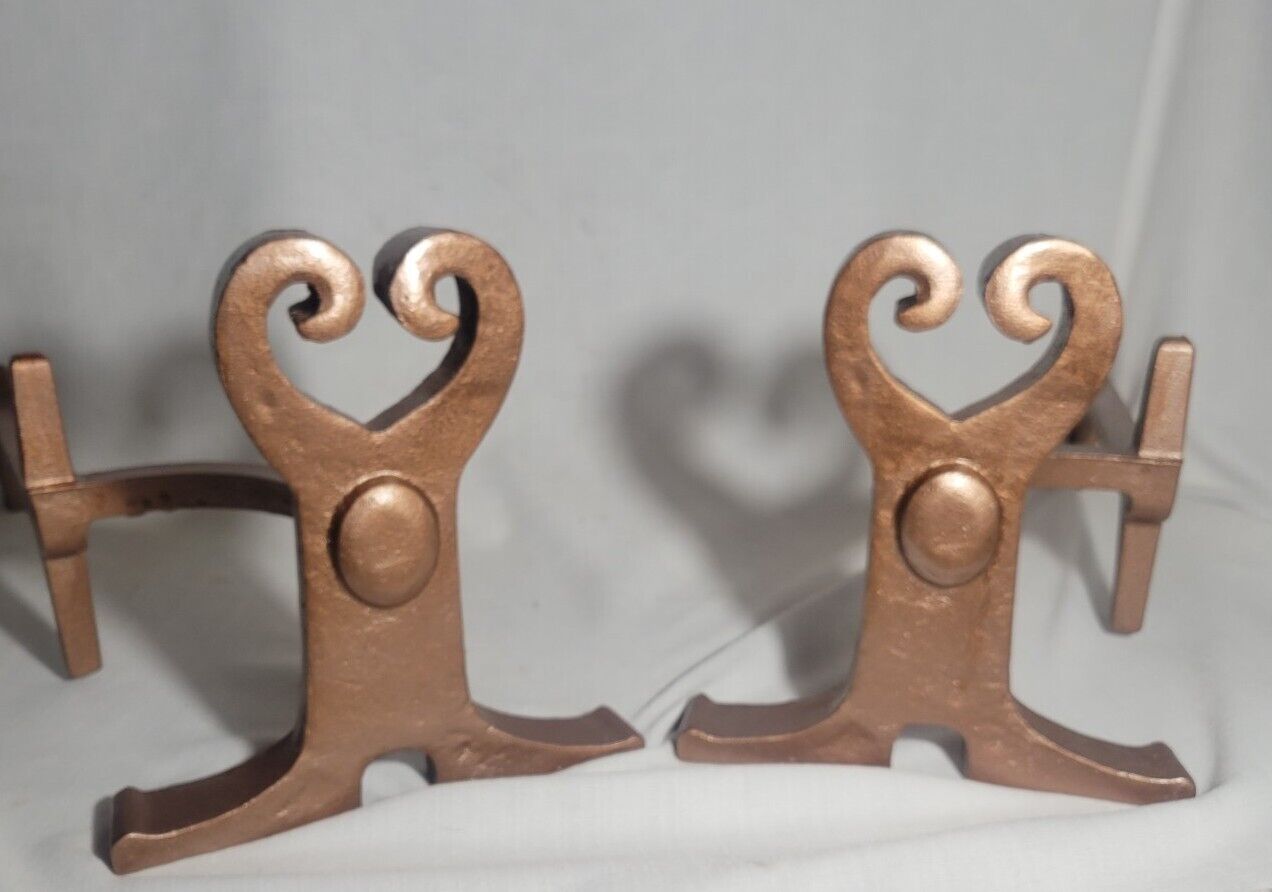 Vintage Cutter MFG Pair of Andirons Arts/Deco Cast Iron 