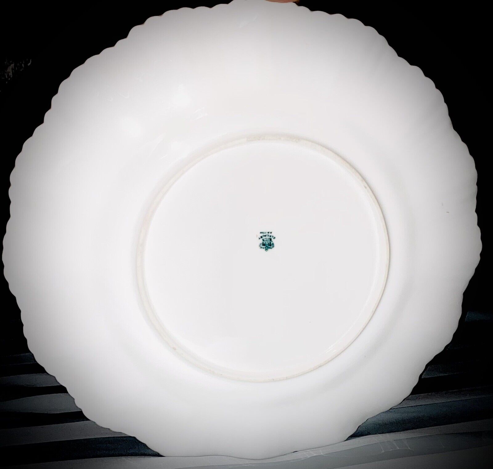 2 COALPORT WHITE 10” PLATES-FLUTED RIM, GOLD TRIM, VINTAGE AD1750 PORCELAIN