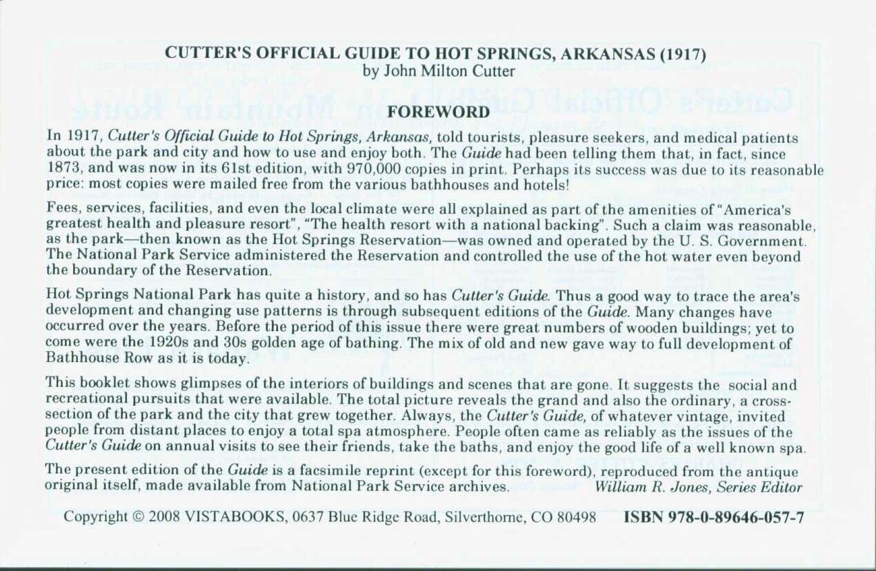 Cutter's Official Guide to Hot Springs, Arkansas--1 lot of 10 copies