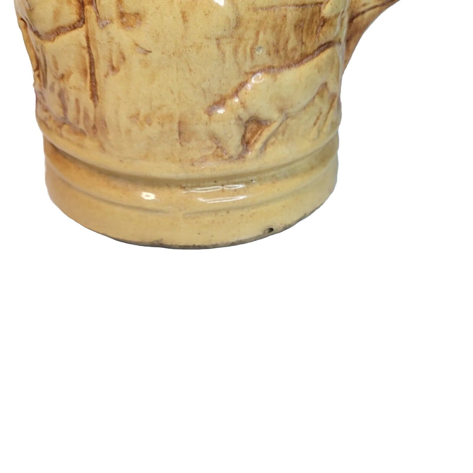 Hull Old Tavern Pitcher Marked 492 H Yellow Vintage Pattern Large Heavy Barware 