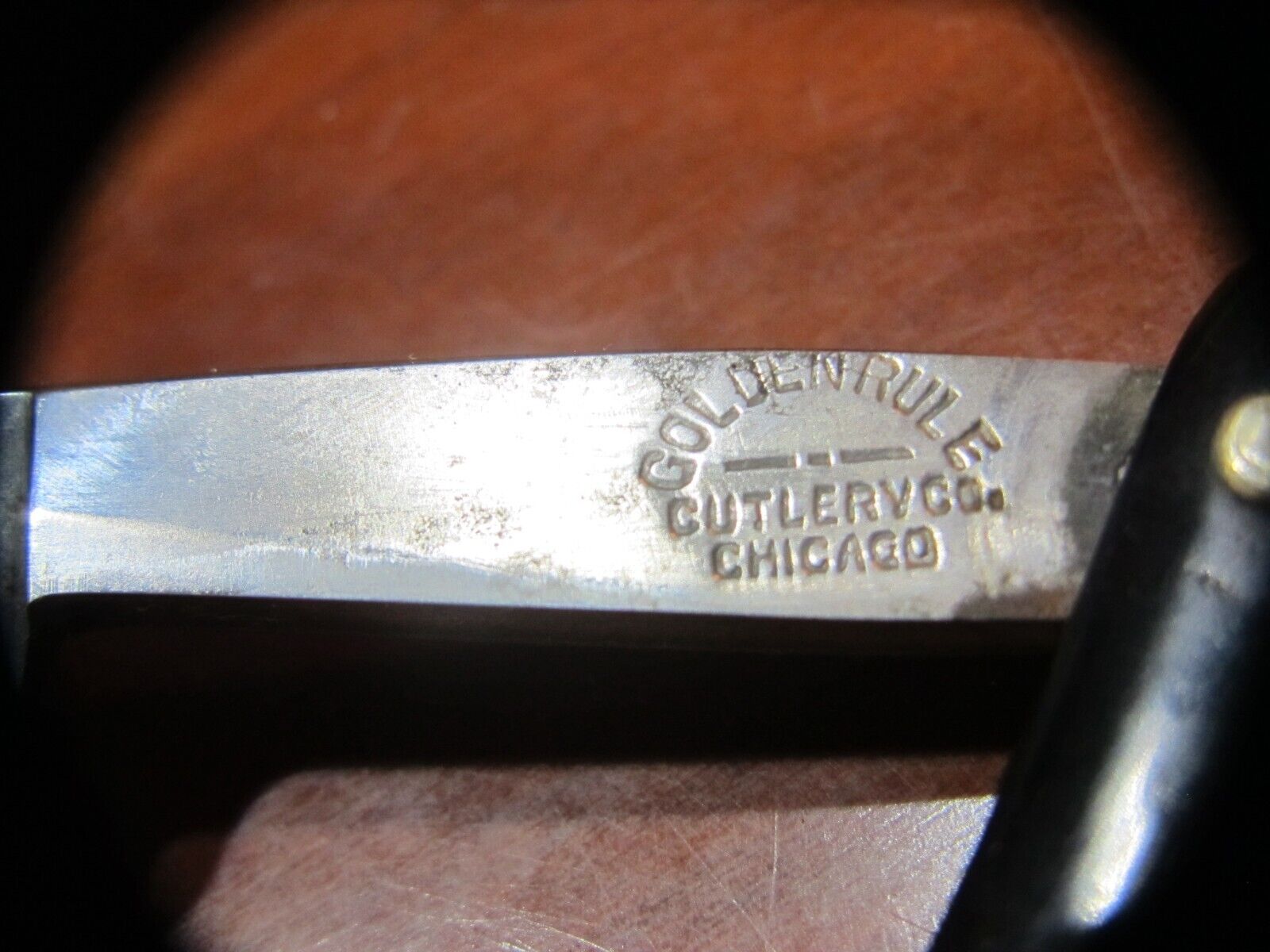 Antique Golden Rule Cutlery Co. Chicago Straight Razor  . 1900s