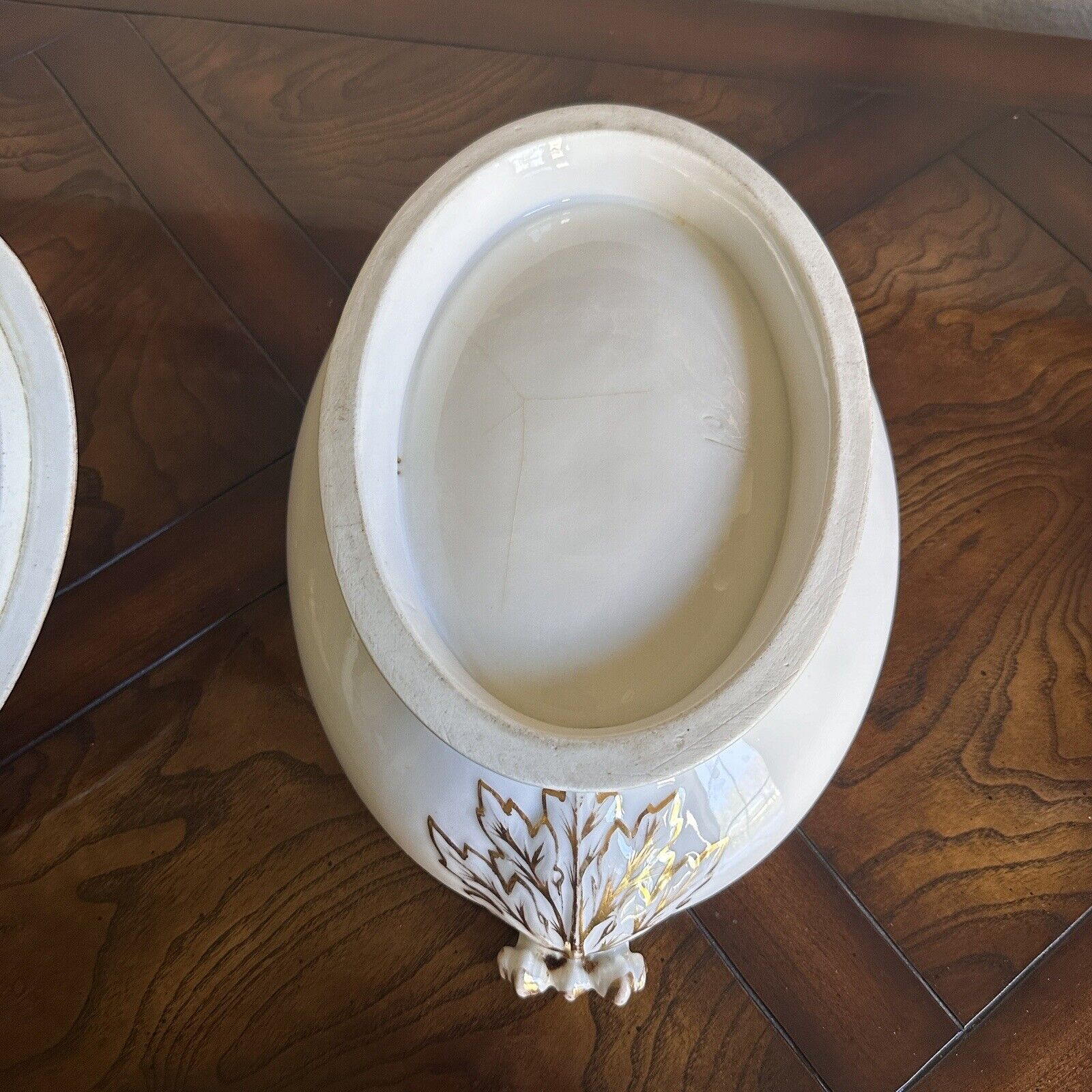 H&C Haviland Limoges Serving Dish 13" Length Gold Trim Floral Design 1800s