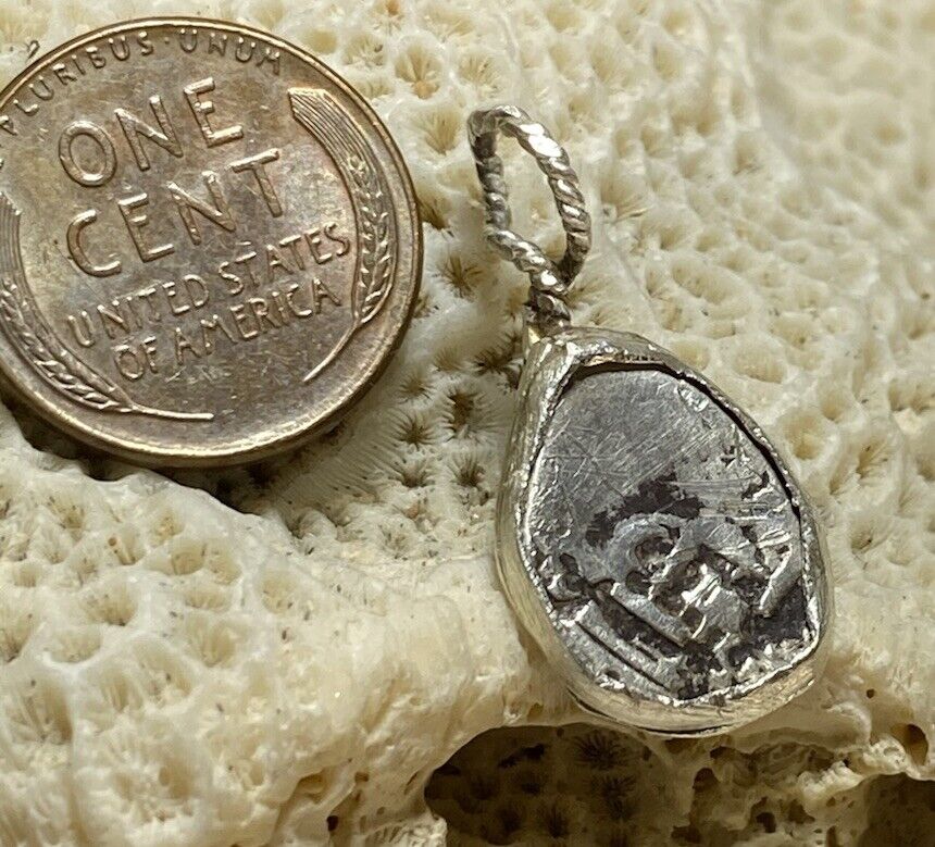 Authentic Spanish-Colonial 1/2-Real Silver Shipwreck Cob Coin in Custom Bezel