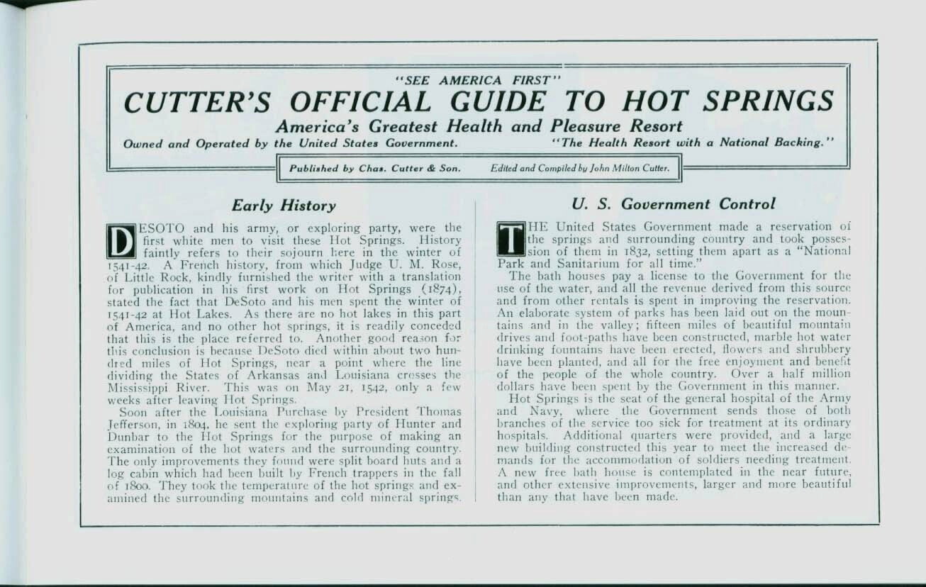 Cutter's Official Guide to Hot Springs, Arkansas--1 lot of 10 copies