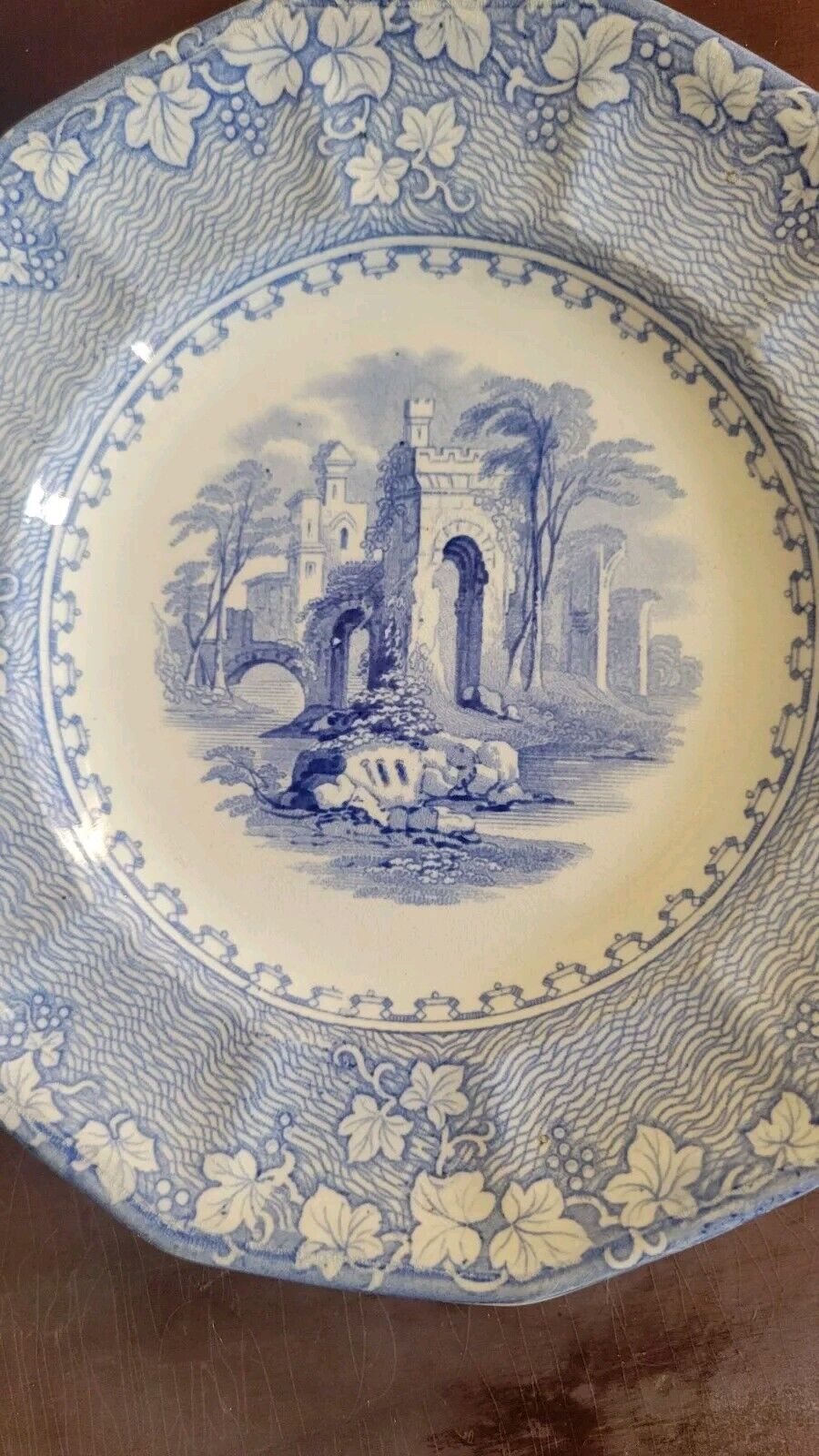 John Alcock Priory Cobridge 7"  Blue Transferware Plates 1800's Lot Of 3 Antique
