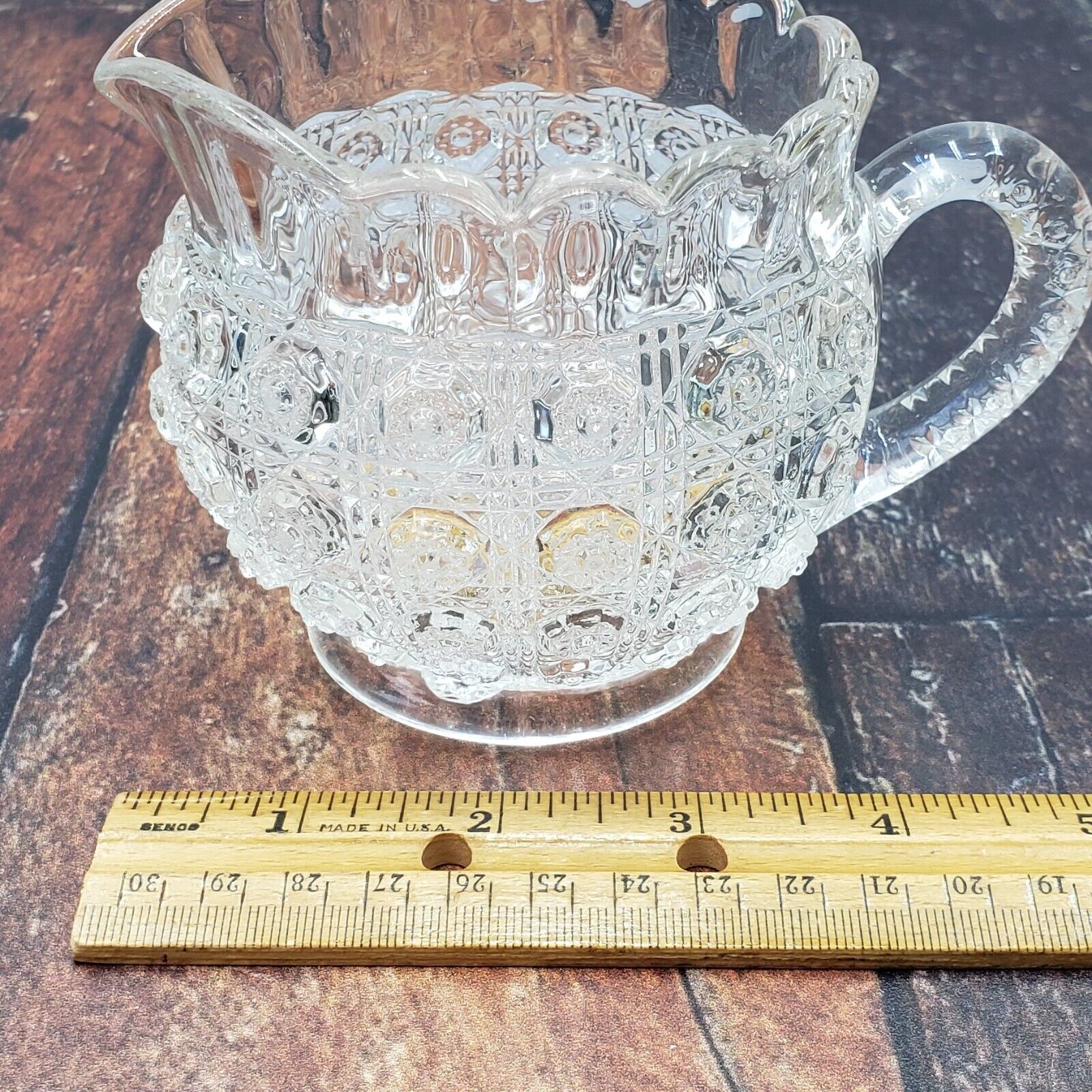Antique EAPG Glass Creamer Lacy Daisy Pattern Higbie 1900s Coffee Tea Serveware