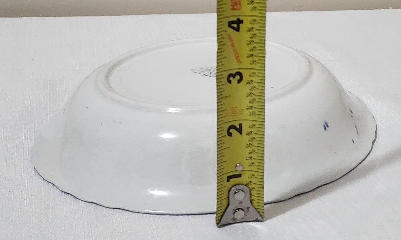 Antique Early 1900s La Francaise Semi Vitreous Flow Blue Rim Bowl 8" diameter 