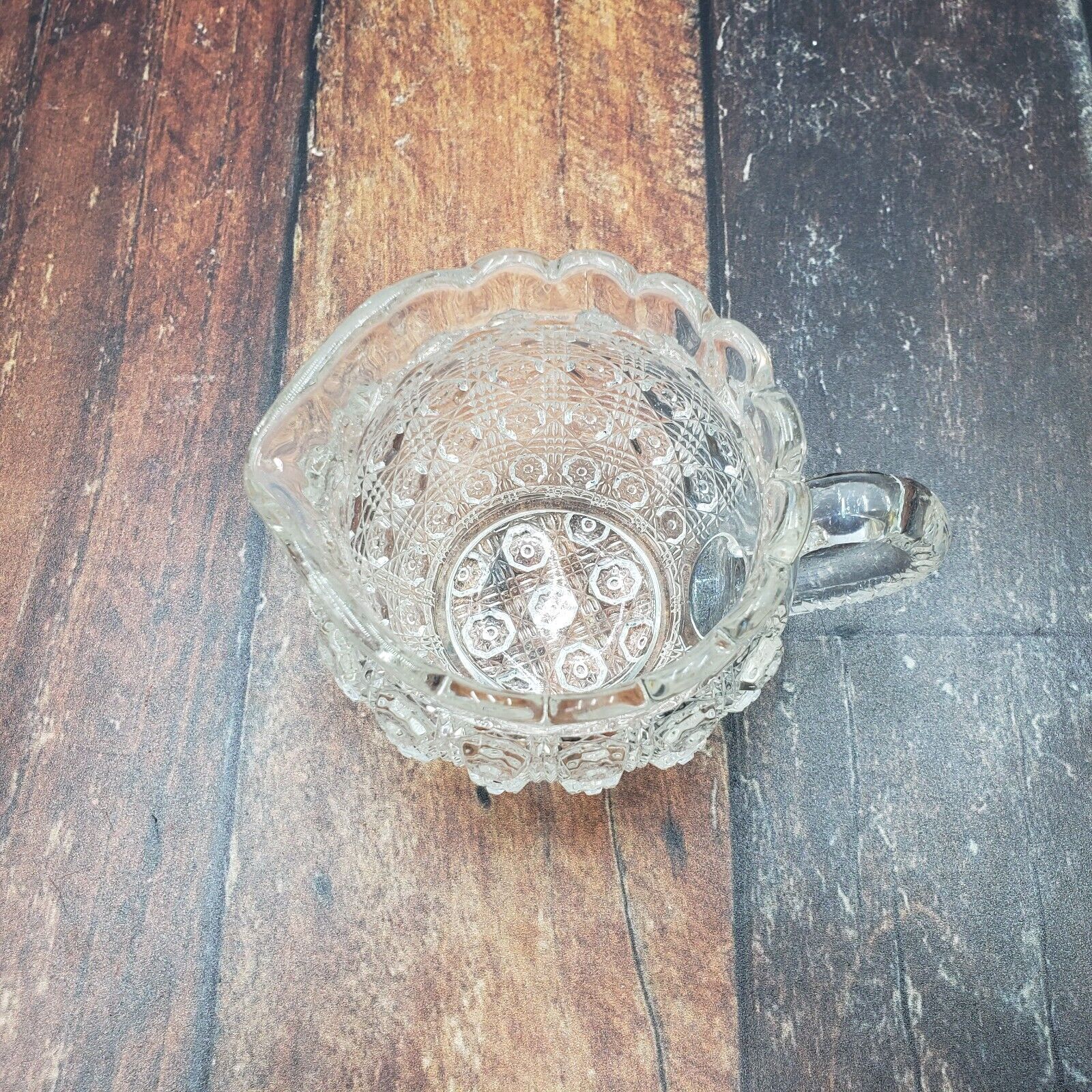 Antique EAPG Glass Creamer Lacy Daisy Pattern Higbie 1900s Coffee Tea Serveware