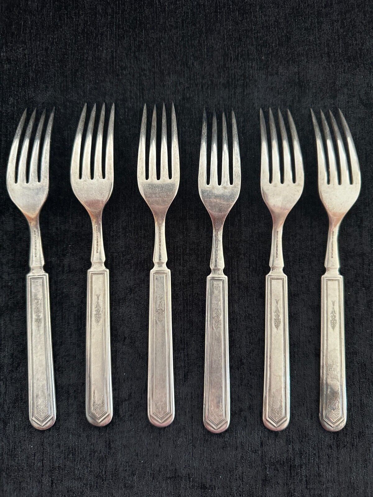 6 Forks 1865 WH Rogers Manufacturing Co LASALLE Flatware Silverware 1800s