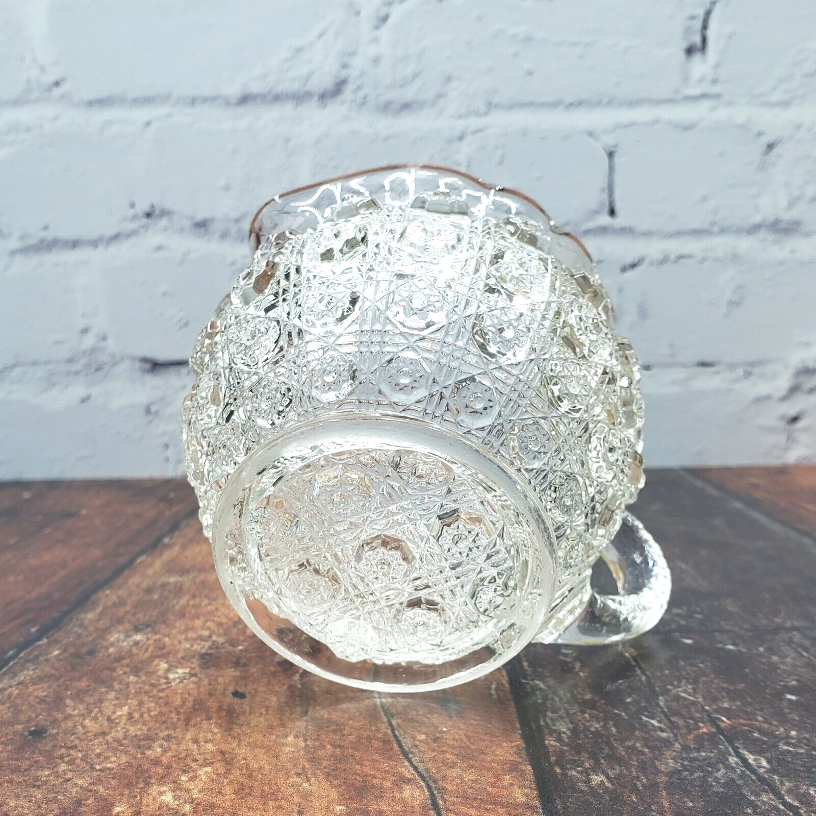 Antique EAPG Glass Creamer Lacy Daisy Pattern Higbie 1900s Coffee Tea Serveware