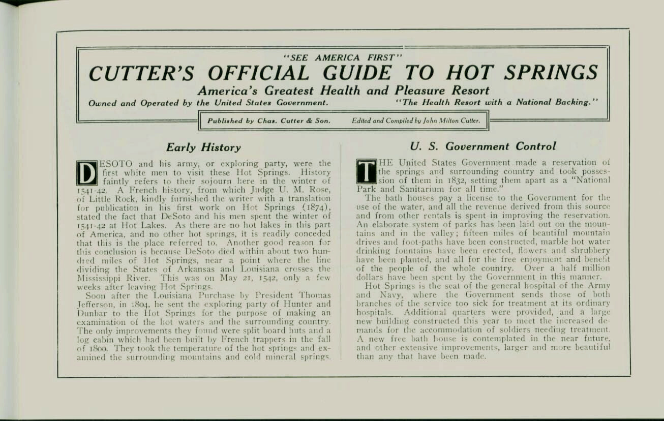 Cutter's Official Guide to Hot Springs, Arkansas--1 to 9 copies. Brand new.