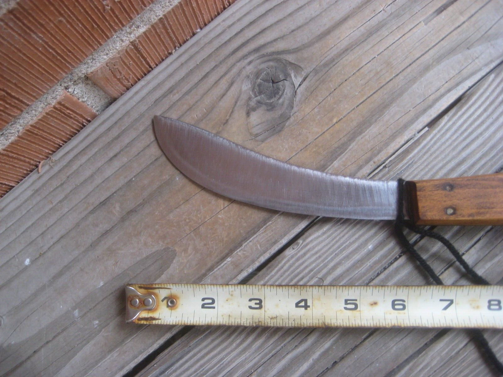 1900s Vtg 6" Curved Blade UNMARKED Thick Stiff Carbon Hunting Skinning Knife USA
