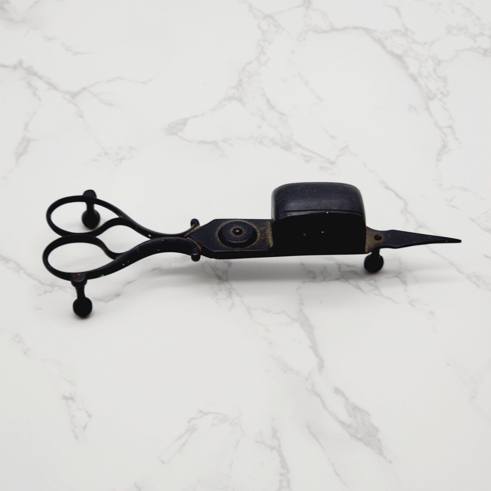 Antique Candle Wick Trimmer Snuffer Metal Spring Back Scissor Victorian 1800s