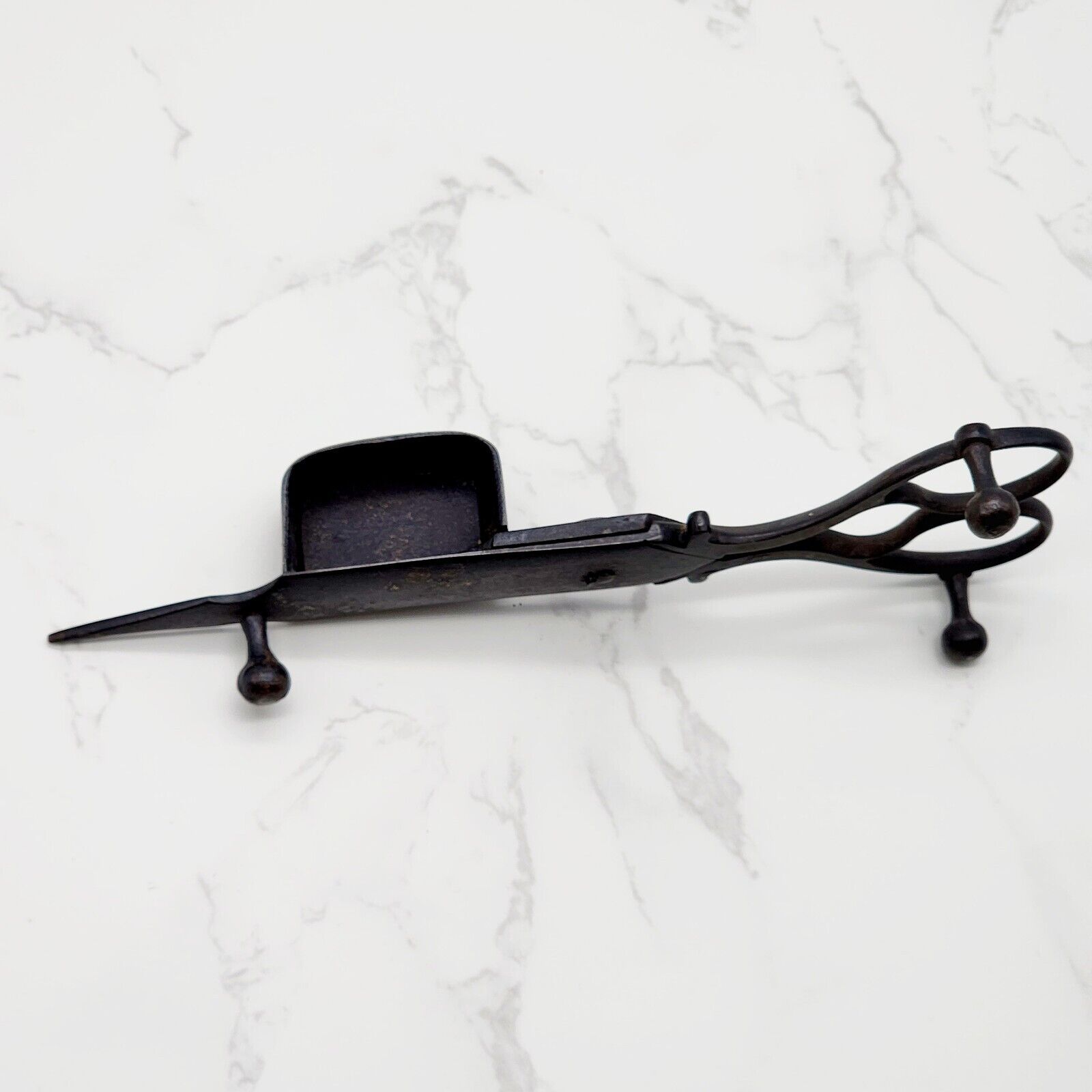 Antique Candle Wick Trimmer Snuffer Metal Spring Back Scissor Victorian 1800s