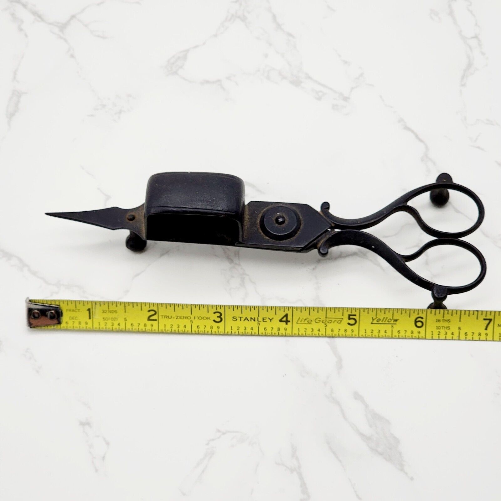 Antique Candle Wick Trimmer Snuffer Metal Spring Back Scissor Victorian 1800s