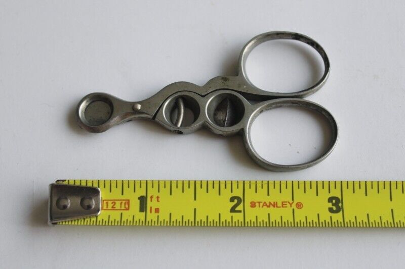 tiny pocket sized cigar cutter scissors, antique late 1800s early 1900s vintage