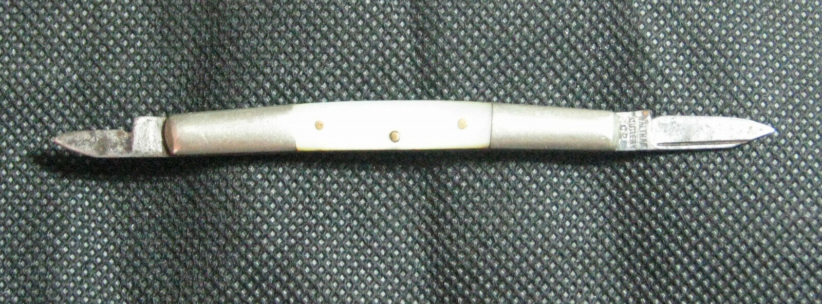 Antique Vintage Pocket Knife 1900s Waltham Cutlery 2 Blade Quill Style M O Pearl