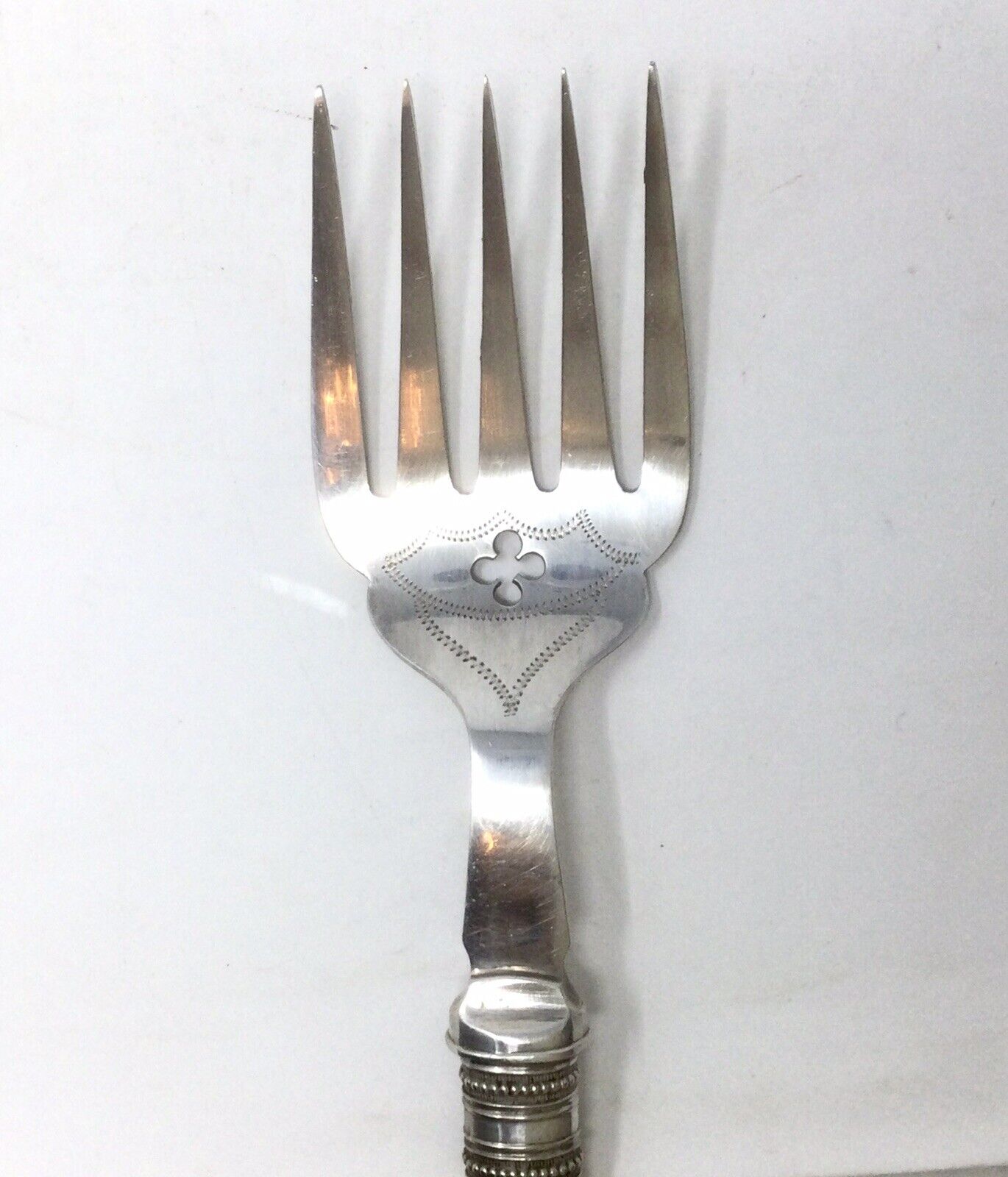 Antique English H.F & Co Silver Plate Master Fish Fork & Knife Set 1900s