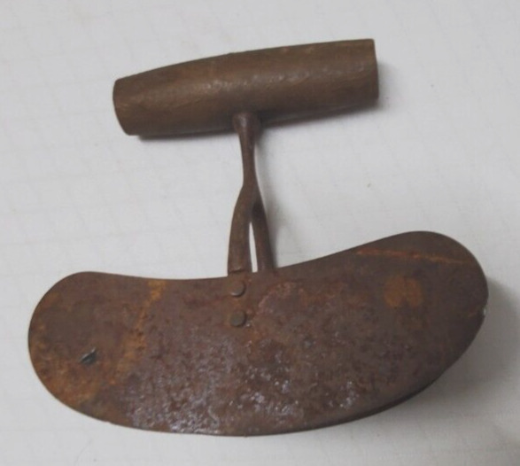 Antique Vintage Dual Blade Wood Handle Metal Pastry Dough Cutter OLD Primitive