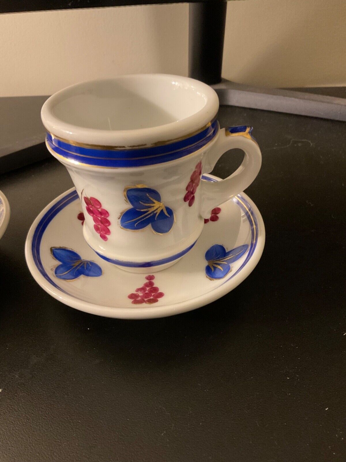 1800s Antique 2x French Brulots Saucers Coffee Cups Mugs Bistro Vintage Espresso
