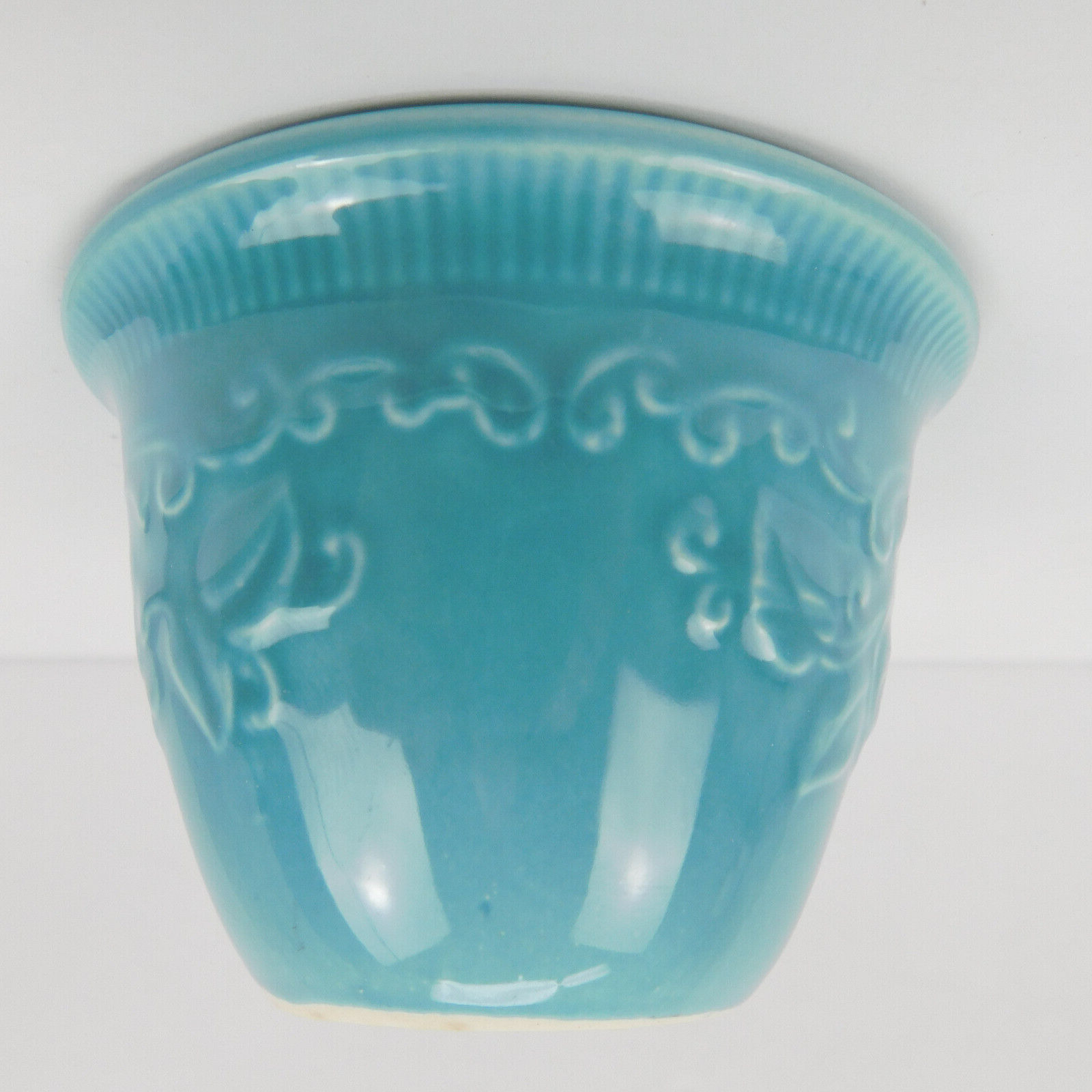VTG Homer Laughlin Teal Oven Serve Ware Custard Cup Flower Ramekin Bowl USA 2.5"