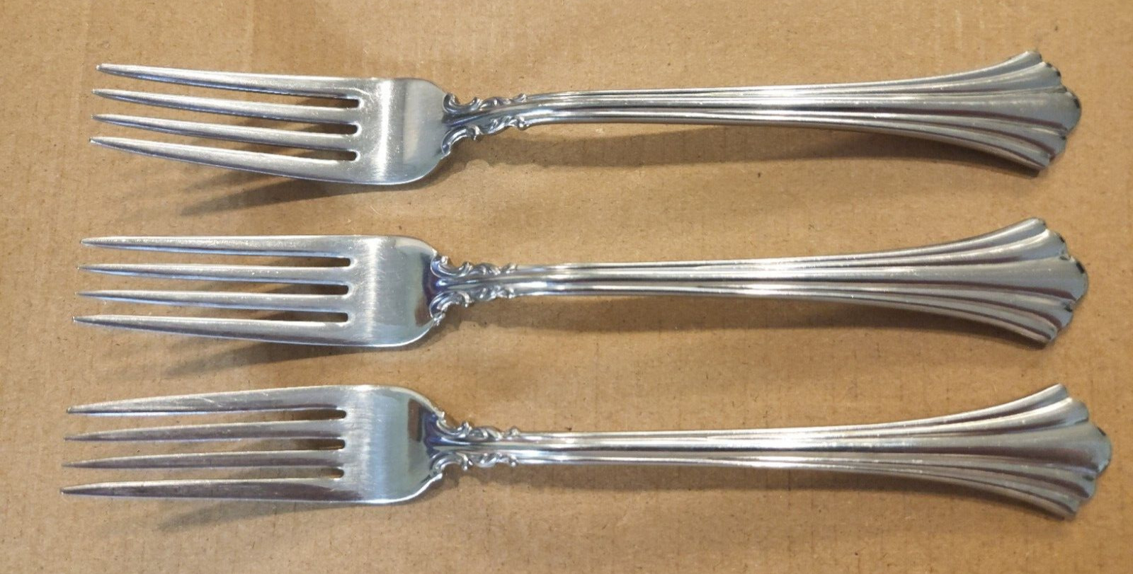 (3) Three 18/8 Stainless Reed & Barton 1800 Dinner Forks 7 5/8"