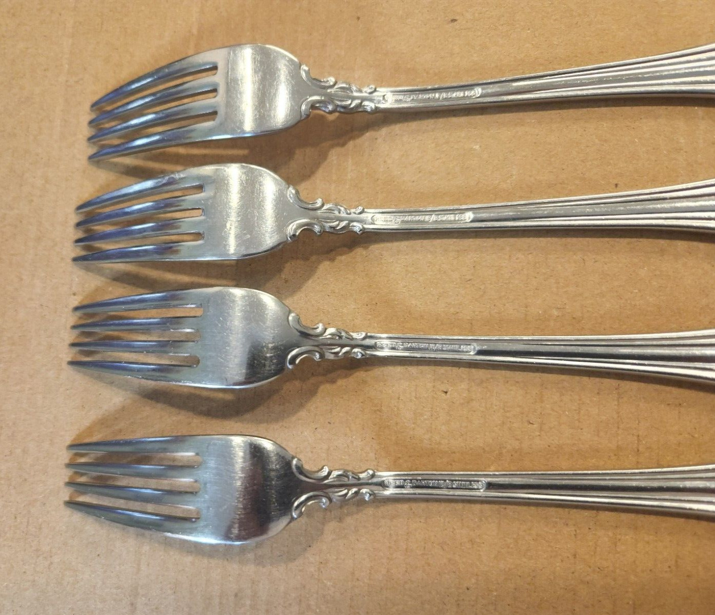 (4) Four 18/8 Stainless Reed & Barton 1800 Dinner Forks 7 5/8"