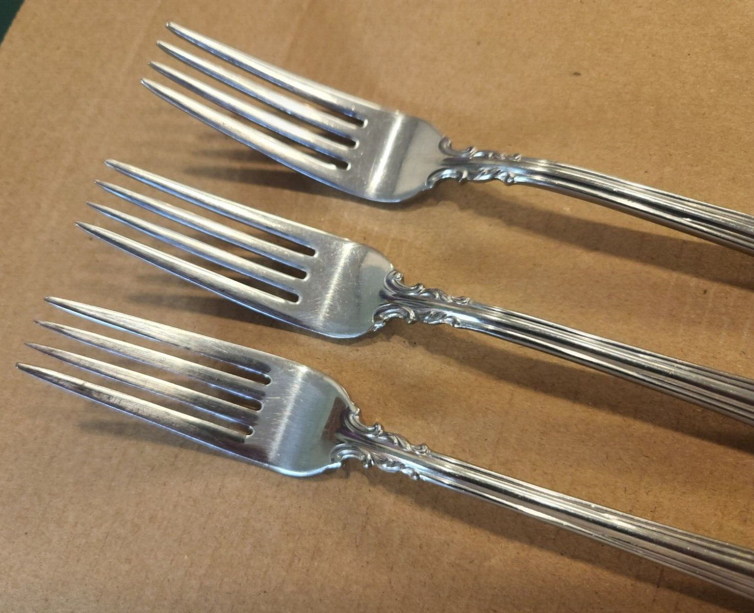 (3) Three 18/8 Stainless Reed & Barton 1800 Dinner Forks 7 5/8"
