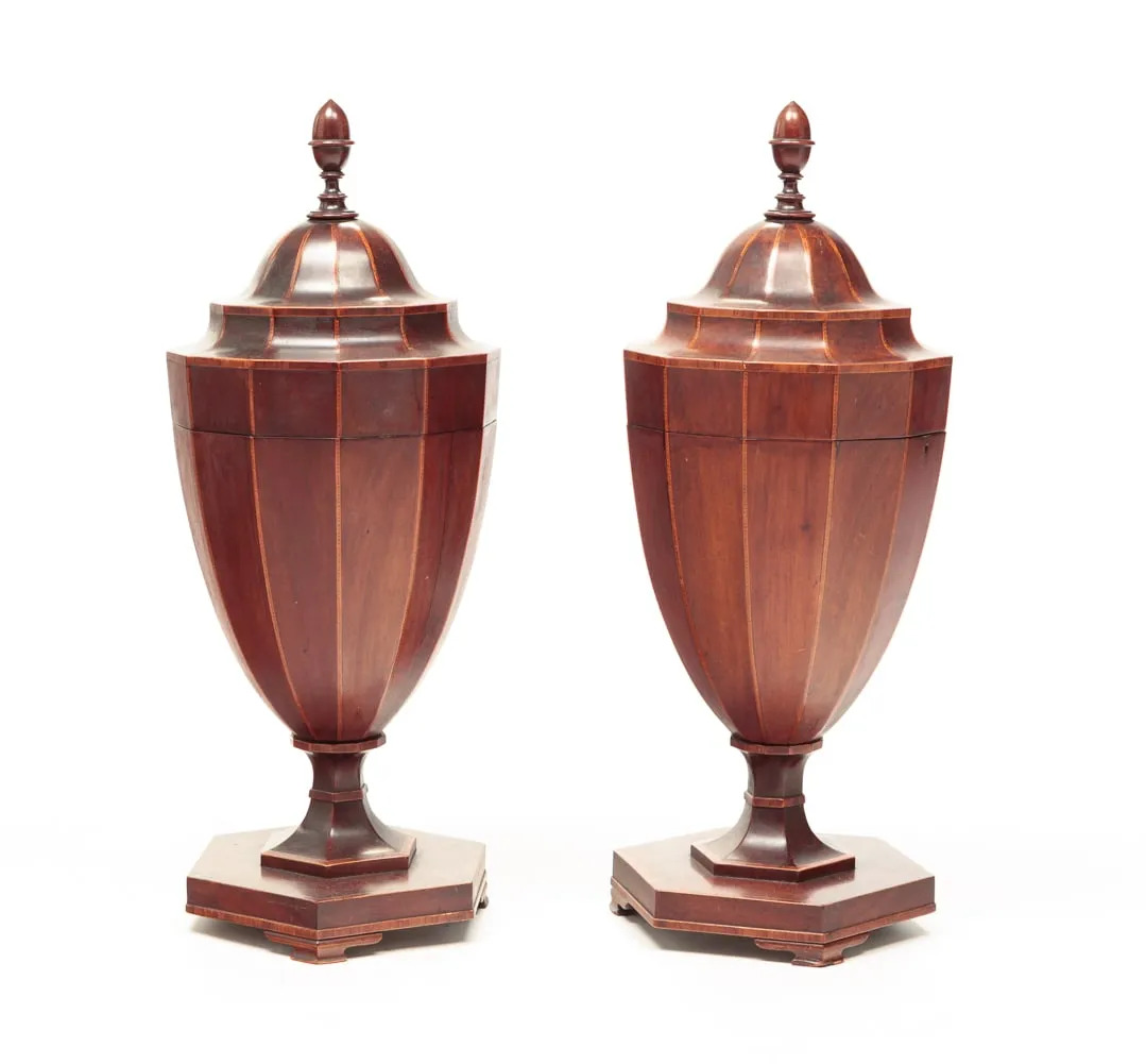 Pair of Important 1700's Cutlery Urns Knife Boxes