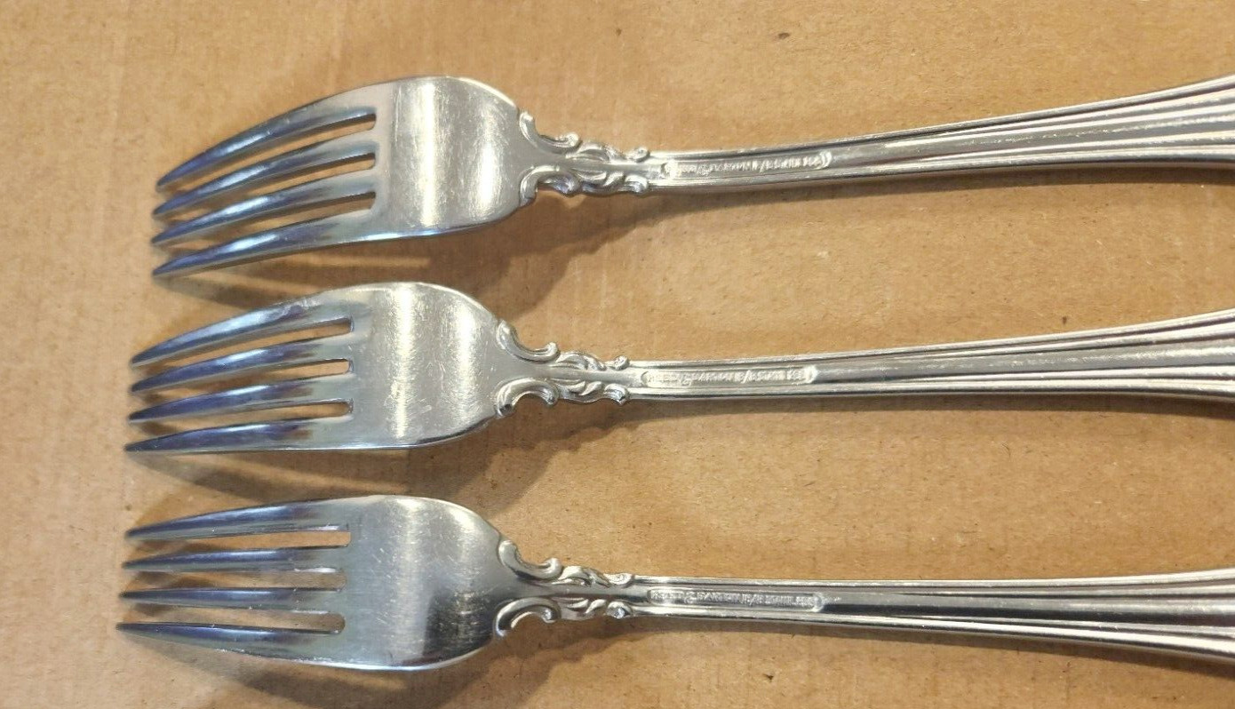 (3) Three 18/8 Stainless Reed & Barton 1800 Dinner Forks 7 5/8"