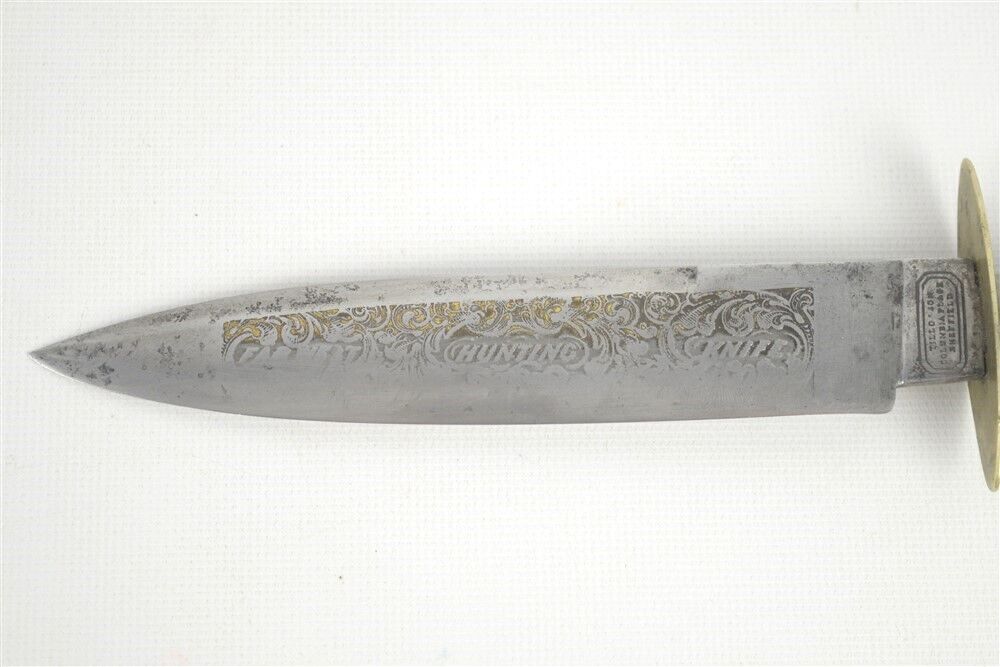 Sheffield Far West Hunting Knife Mid-1800s Tillotson 11.25" Fancy Handle 