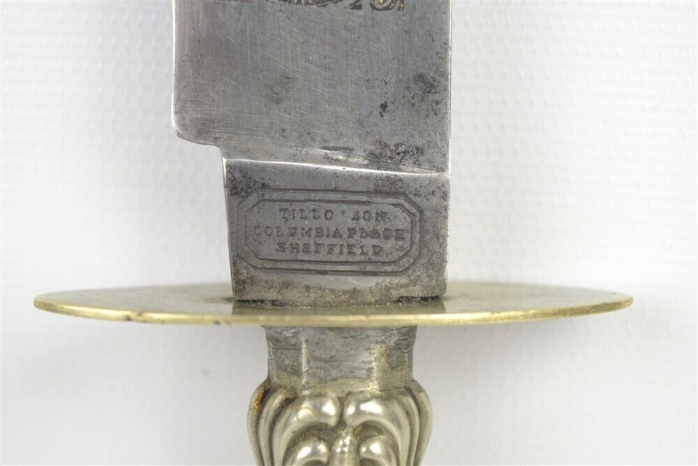 Sheffield Far West Hunting Knife Mid-1800s Tillotson 11.25" Fancy Handle 