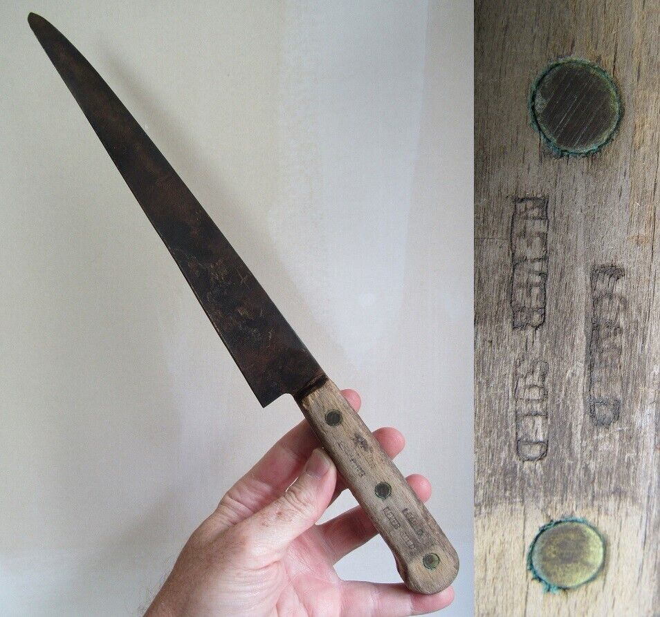 Primitive 1800's butcher knife antique VERY OLD long 14 7/8" "LOANED NEVER SOLD"