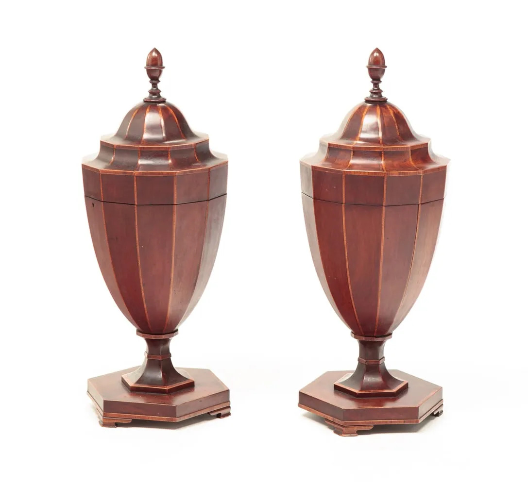 Pair of Important 1700's Cutlery Urns Knife Boxes