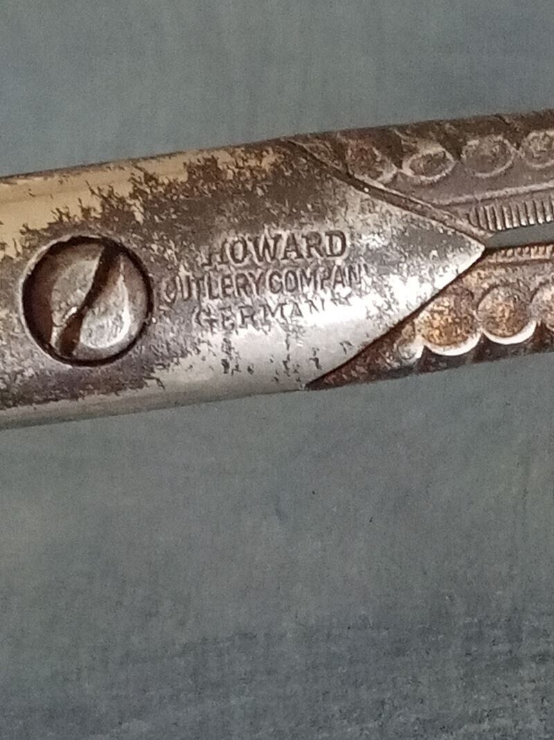 1800's Antique engraved Scissors - finely detailed by Howard Cutlery Co. Germany