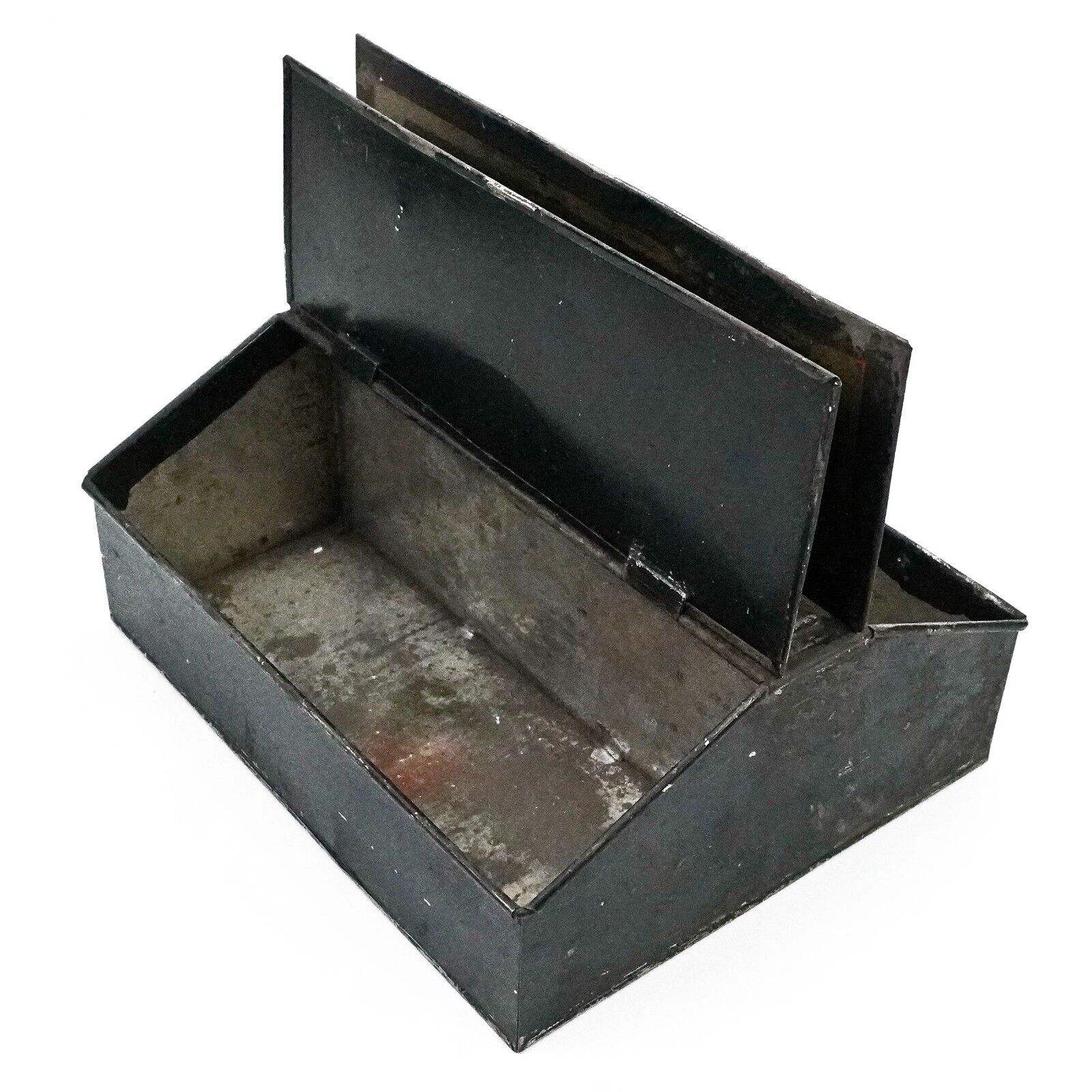 Antique c. 1800's Toleware Spoon & Fork Compartmented Tin Cutlery Box Caddy