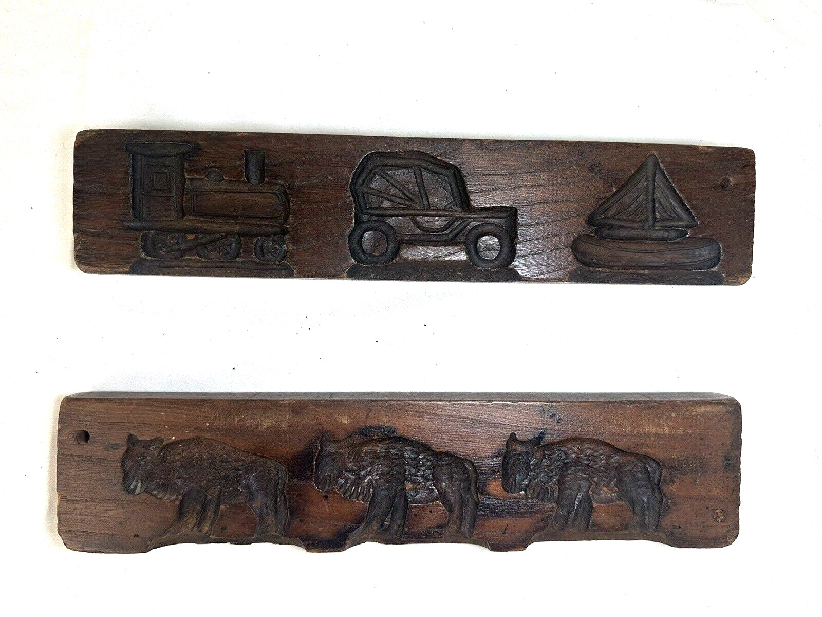 Set of 2 Antique Rare Collectible Primitive Cookie Biscuits Molds 1800’s B18