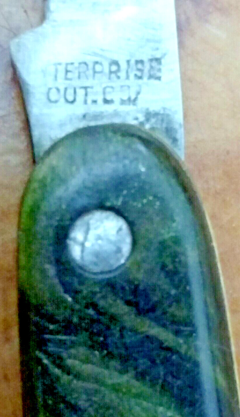VINTAGE 1900's TERPRISE CUT. CO.3.25" CELLULOID SCALES DOUBLE CROSS PEN KNIFE
