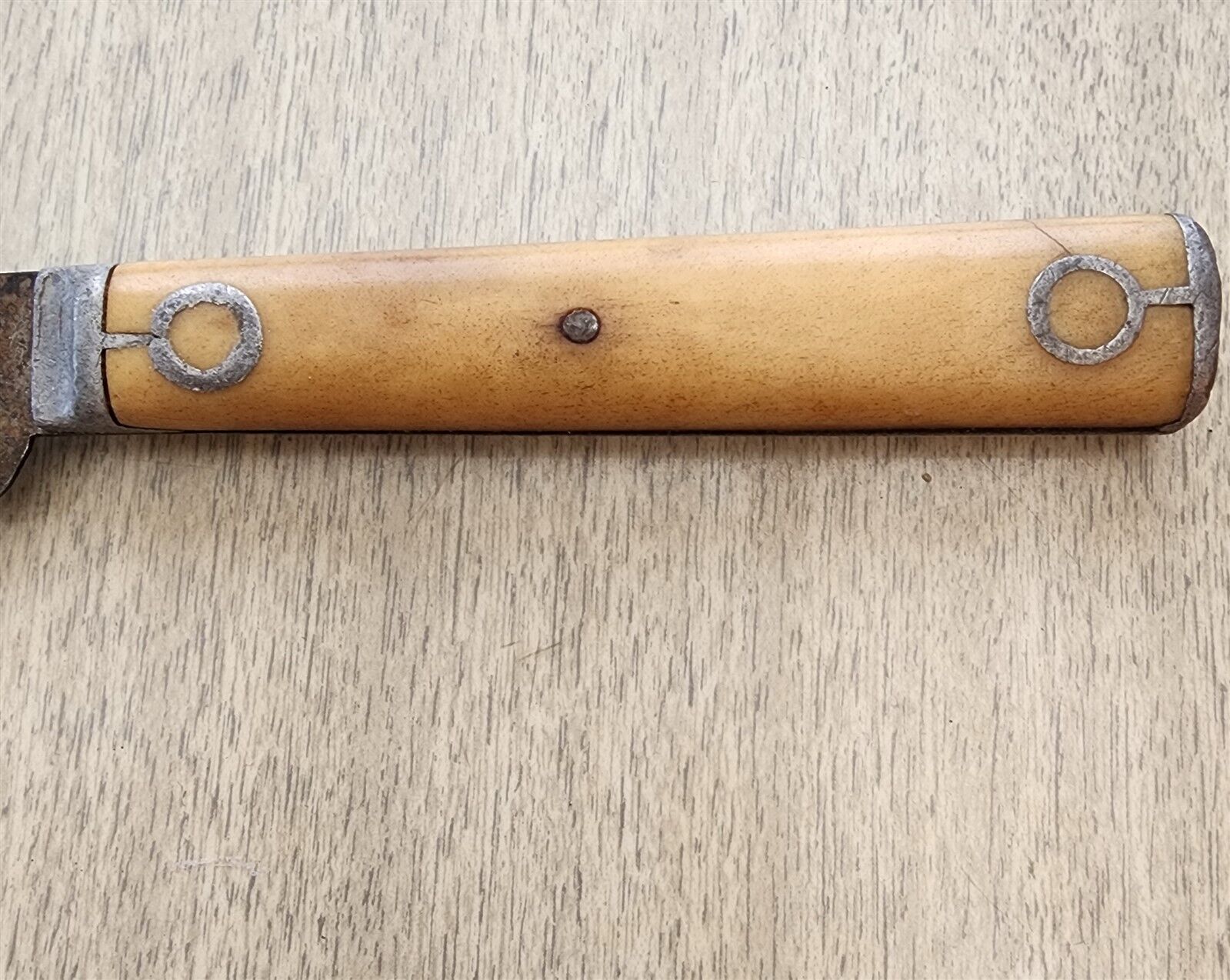ANTIQUE 1800s TABLE KNIFE BONE HANDLE WYOMING CUTLERY COMPANY 5.25" BLADE