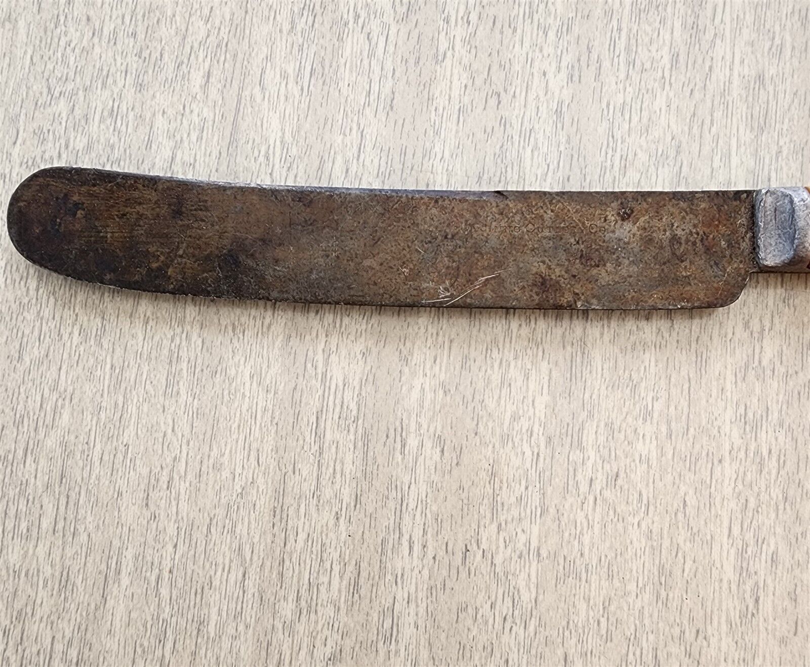 ANTIQUE 1800s TABLE KNIFE BONE HANDLE WYOMING CUTLERY COMPANY 5.25" BLADE