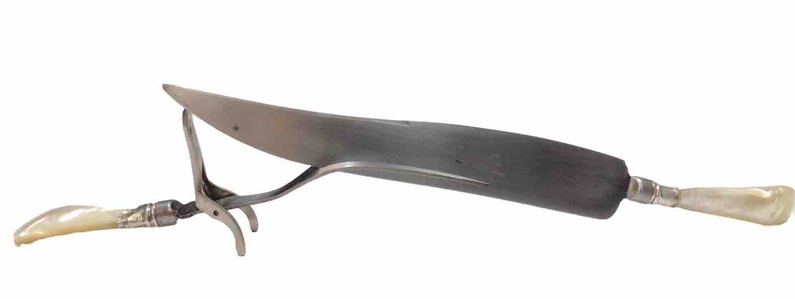 Antique Anco Cutlery Mother Of Pearl Handle Sterling Band 1880’s Carving